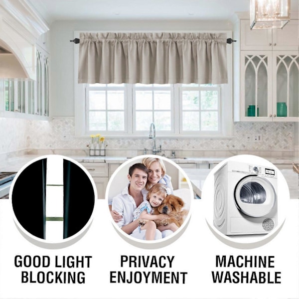 2 st Gardiner Kappa Ljusblockerande Modern Elegant Enfärgad Svart Beläggning Vardagsrum Sovrum Fönster Toppskydd Heminredning KAESI Grey - White