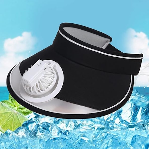Solskydd keps med fläkt Fläkt keps Solskydd fläkt keps Solskydd keps med fläkt för flickor, pojkar, resor camping fiske sport Black