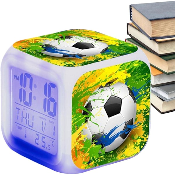 Kreativ Väckarklocka, Fotboll LED Multifunktionell Färgrik Färgskiftande Ljus Väckarklocka Student Tyst Väckarklocka, Mycket Lämplig Som En Chi 1