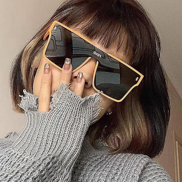 Aurinkolasit Suuret Kehykset Yksiosainen Peili Pariskunnille Henkilökohtainen Hip Hop Street UV-Suoja Unisex Transparent gray languette