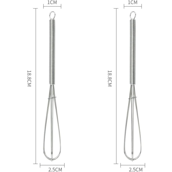 Rostfritt stål Mini Wire Whisks Set med 2 Bärbara Rostfritt med Tjock tråd för matlagning Blandning Piskning