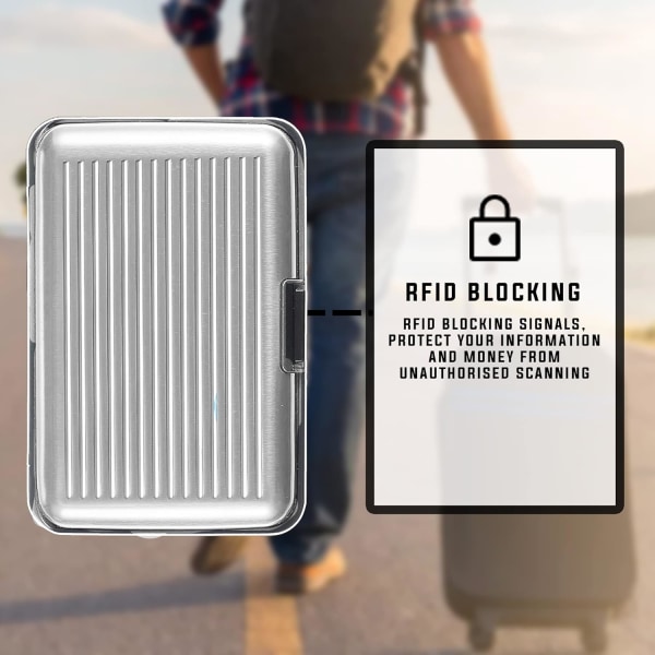 RFID-suojattu korttikotelo, korttisuoja, alumiini, käyntikorttikotelo naisille tai miehille (hopea)