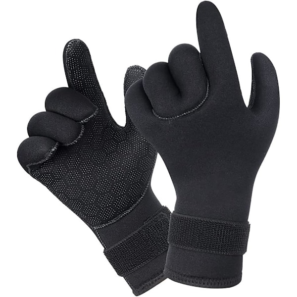 Dykkehansker i neopren, våtdrakt hansker, med justerbar stropp for dykking, surfing, kajakkpadling, L