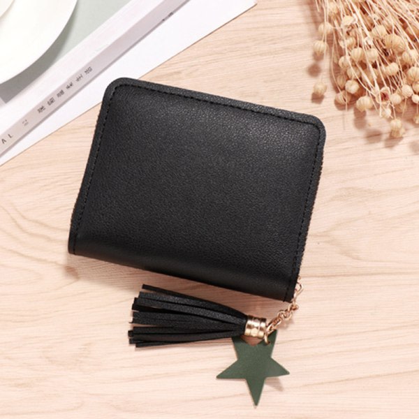 Liten lommebok for damer Mini Tassel Wallet Svart Black