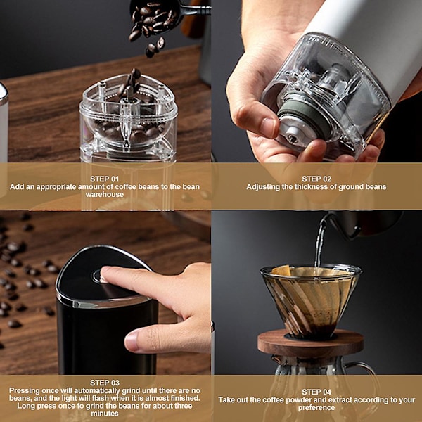 Elektrisk kaffekvarn för hushåll Praktisk synlig återanvändbar kvarn för hemköket