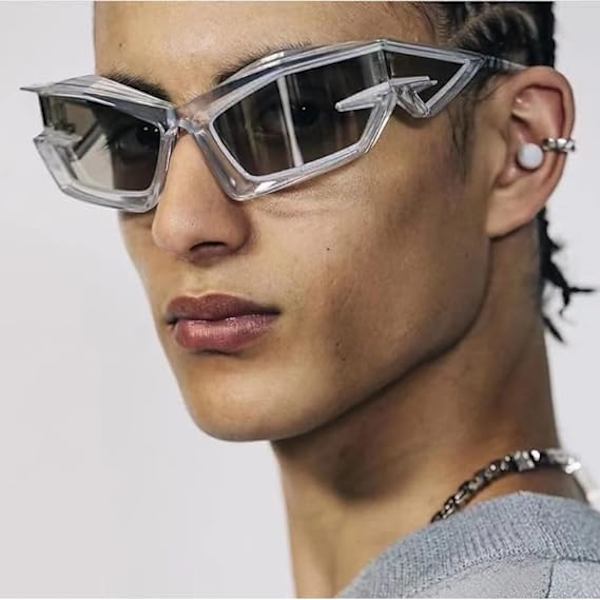 Trendy Wrap Around Solbriller for Menn Kvinner Stilig Sport Cat Eye Solbriller