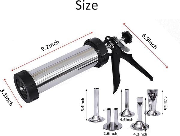 Jerky maker pistol med 4 dyser i rustfrit stål [DB]