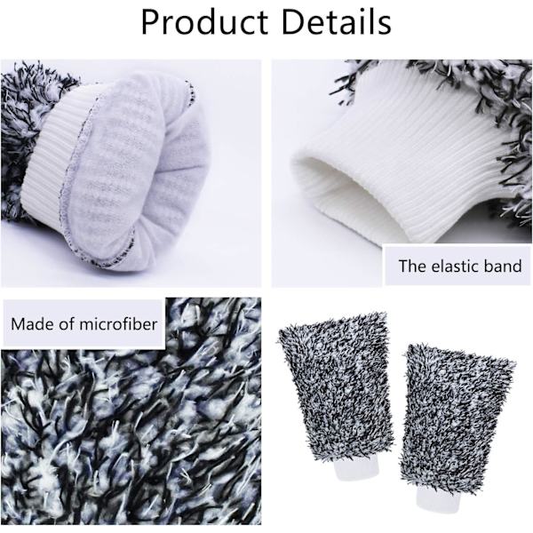 Mikrofiber Bilvask Vask Handsker Rengøringsudstyr Svamp, 2 Sæt Professionelle Ingen Ridser Polering Rengøringshandsker Grey