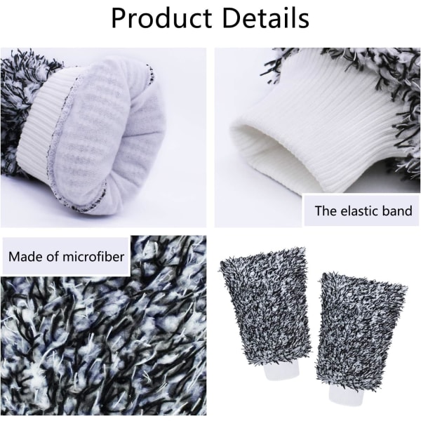 Mikrofiber Bilvask Votter Rengjøringshansker Utstyr Svamp, 2 Sett Profesjonelle Riper Fri Polering Rengjøringshansker Grey