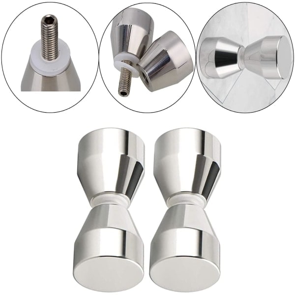 2 stk. Sølv Aluminium Legering Bruserdørsgreb Bruserdørs Knapper til Bruserdøre, Glasdøre, Balkon Døre, Soveværelsesdør