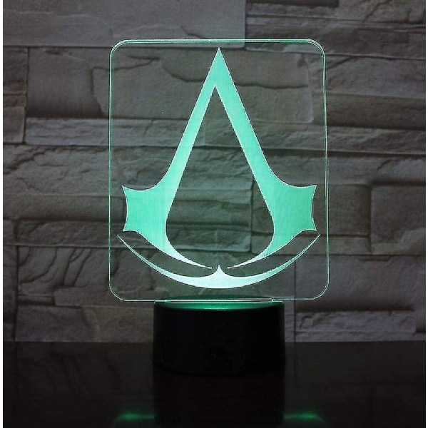 Assassins Creed Game Logo Nattljus Present för Barn Sovrumsinredning Färgskiftande Studierum 3d Led Nattljuslampa