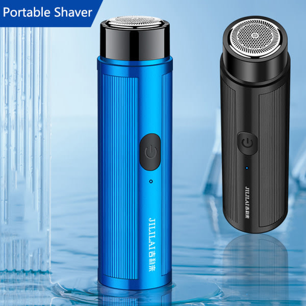 Mini USB elektrisk barbermaskine Razor bærbar roterende ter hoved skæg Blue