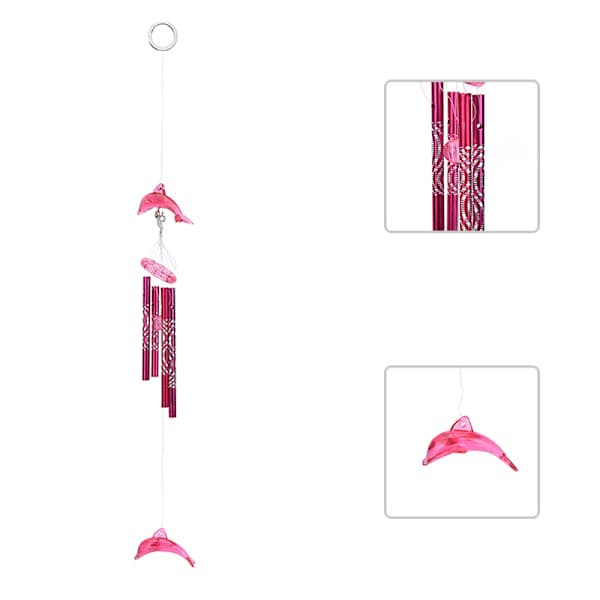 Dolphin Creative Crystal 4 metallrør Vindklokke Hjem rosa one size pink