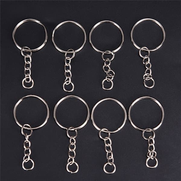 50 st 25 mm Polerad Silver Nyckelring Delad Ring Kort Ch
