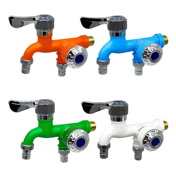 1/2\" Universal Interface Kran Dubbel Utlopp Dubbel Kontroll Vatten Grön En Storlek Green