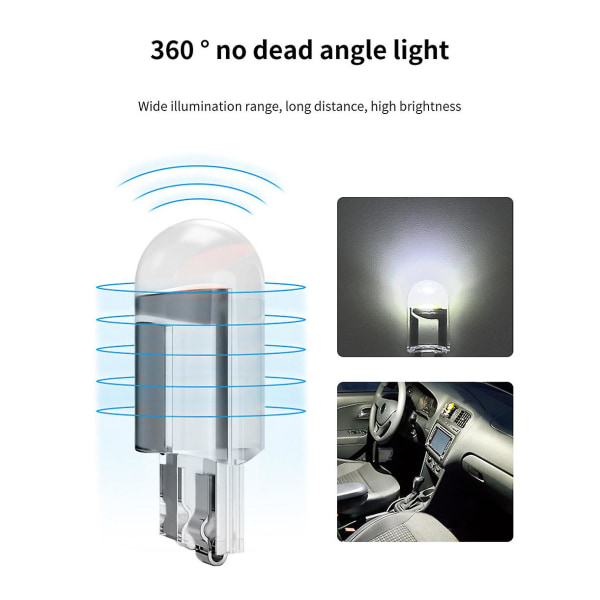 T10 501 LED-bilstrålkastare, felkodfria Canbus COB Xenon W5w-positionsljus white light