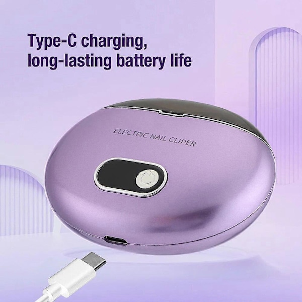 Elektrisk nagelklippare, uppladdningsbar mini nagelklippningsmaskin för barn och vuxna, portabel automatisk nageltrimmer plum