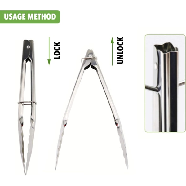 Mini rustfrit stålserverings tang lille metal tang til servering af mad madlavning salat grillning 9" 9" 9"