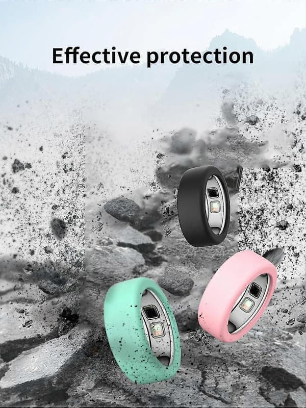(10-pak) til OURA Ring 5 Silikone Ring Cover, BOVUGAC Ultratynd til Ring5 Smart Ring Etui (Størrelse: 10-13) - Pink Blå M