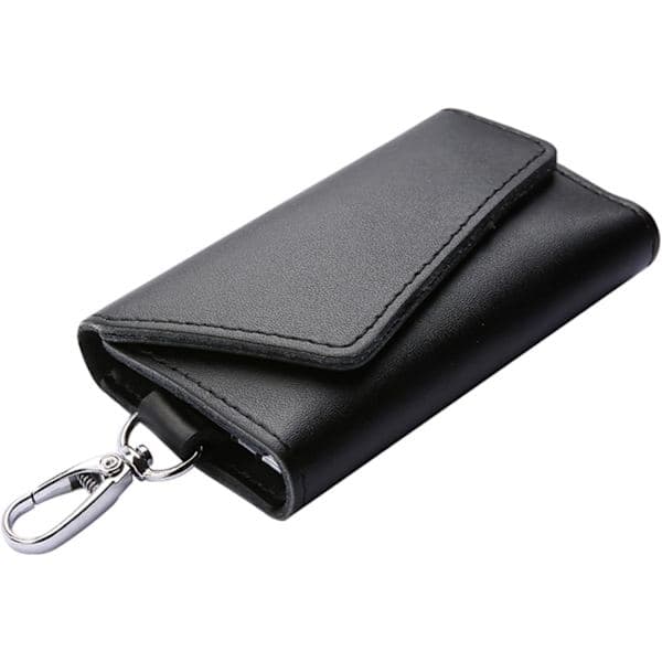 Ægte læder nøglepung, bilnøglepung med nøglering, multifunktionel, stor kapacitet nøglepung