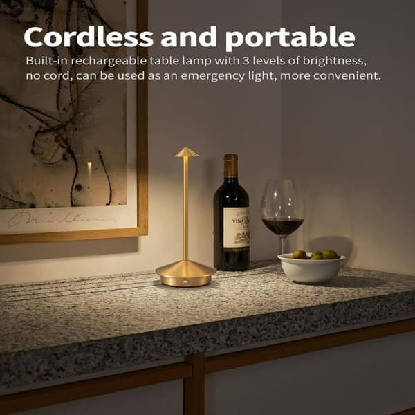 2 stk. moderne trådløse bordlamper, bærbare LED-bordlamper, oppladbare batteridrevne lamper gull Gold