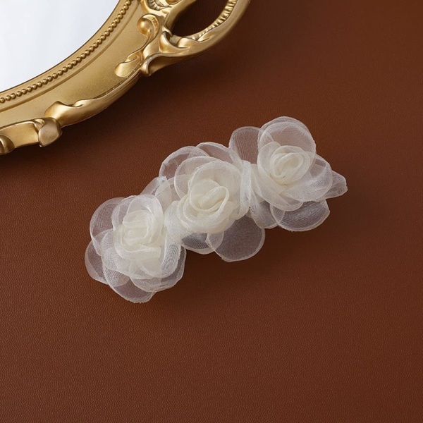 Hårklämmor, vita blomklämmor, 1 st elegant handgjord modehuvudbonad bröllopsstylingverktyg