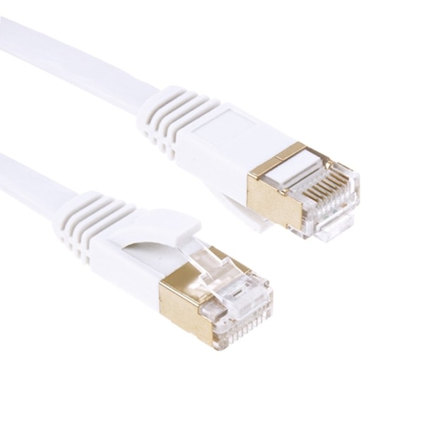10m - Fladt netværkskabel Cat7 - Internetkabel Hvid