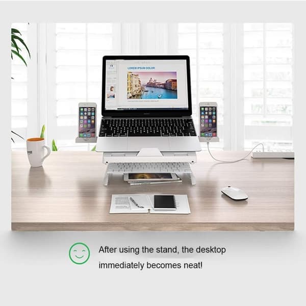 Bærbar aluminiumsfodstøtte, computerstander til Macbook, Laptop sort black
