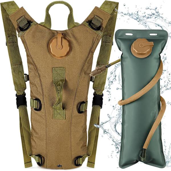 Lättviktsryggsäck för vätska med 3L vattenbehållare, unisex löpningsryggsäck för mountainbike, cykling och vandring Khaki