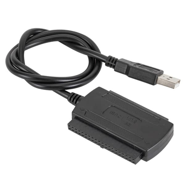 USB 2.0 - IDE-sovitinkaapeli 2,5 ja 3,5 tuuman kiintolevylle, musta