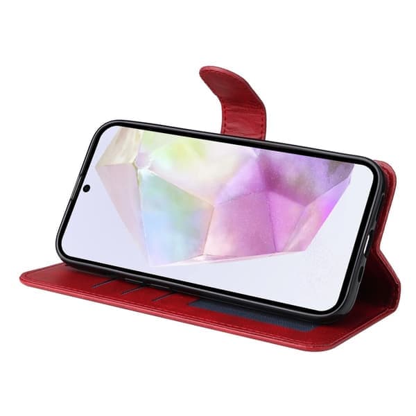SKALO Samsung A56 5G PU Læder Wallet Case - Flere Farver Rød Red R\u00f6d