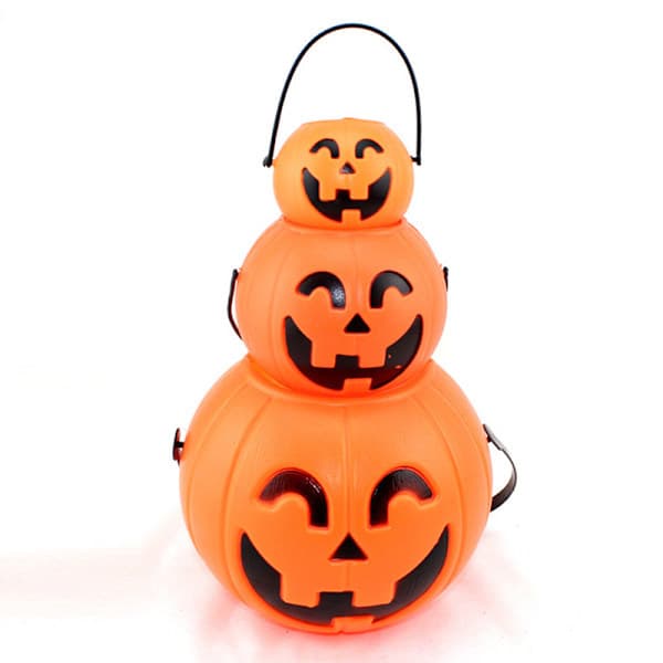 Bøtte med gresskarform for Halloween, godteri, knask eller knep, bøtteholder S