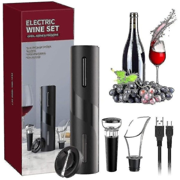 Elektrisk vinsæt, 5-i-1 elektronisk vinåbner, genopladelig automatisk vinflaskeåbner