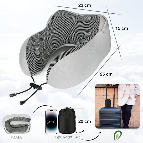 Reisepute for nakke minneskum, hette reise nakkepute for voksne, komfortabel nakkepute for reise med hettegenser Light gray