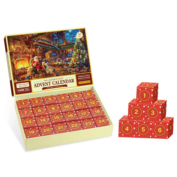 Puzzle Julekalender 2025, 1008 Brikker Jule Nedtællingskalender 2