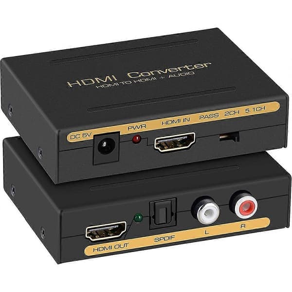 HDMI til HDMI + lyd (SPDIF + H/V) omformer (EU-plugg) (svart) svart