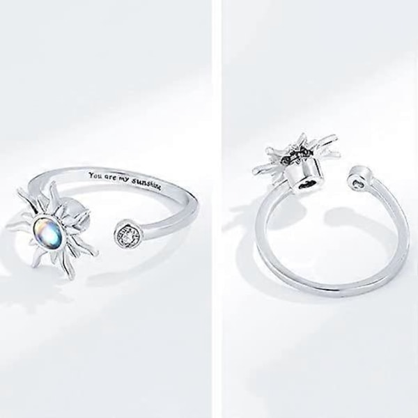 2 stk. Angst Ring til Kvinder Sterling Sølv Stemningsringe Butterfly Blomst Fidget Spinner Ring