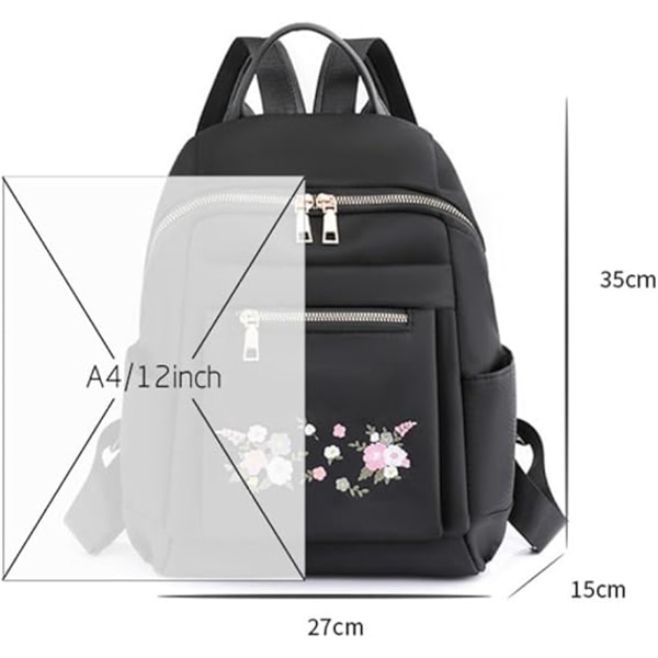 Kvinners Ryggsekk Nylon Skulder Bag Liten Casual Ryggsekker for Kvinner Anti-Tyveri Multi-Funksjon Skole Daglig Jenter