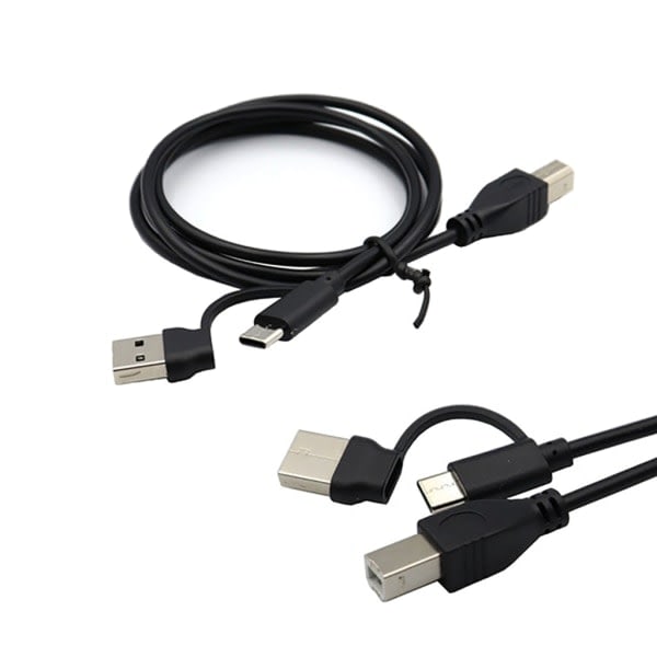 Universell USB +TYPE C hane till USB typ B hane kabel för telefon skrivare skanner