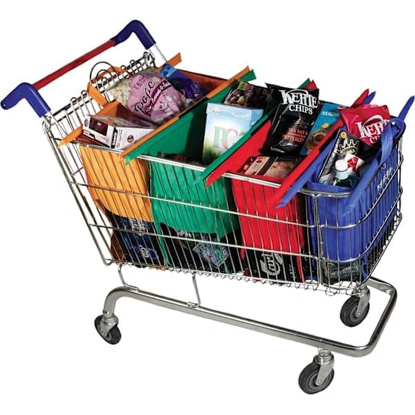 Handlevognposer Gjenbrukbare handleposer - Sett med 4 poser for vanlige supermarkedsvogner