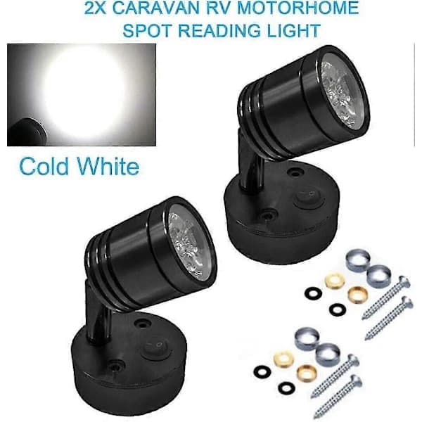 12V LED-lys til autocamper, væglampe til læsning, bil, campingvogn, båd, indvendig belysning, autocamper, lampe med afbryder, kold hvid