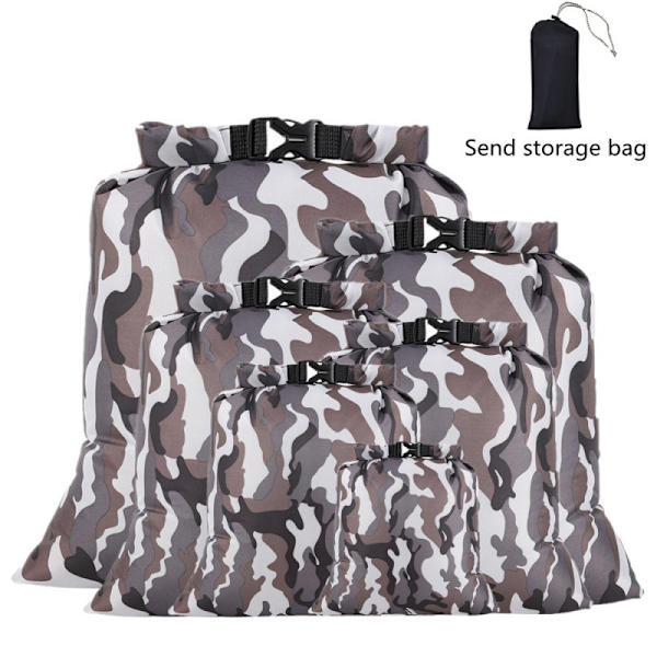 Vattentät torrsäck set 6 st, för kajakpaddling forsränning båtliv vandring camping resor backpacking Snow camouflage