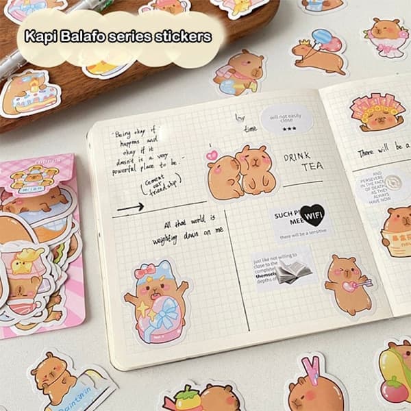 100 ark Kreativa Tecknade Capybara Pappersdekaler DIY A7 A7