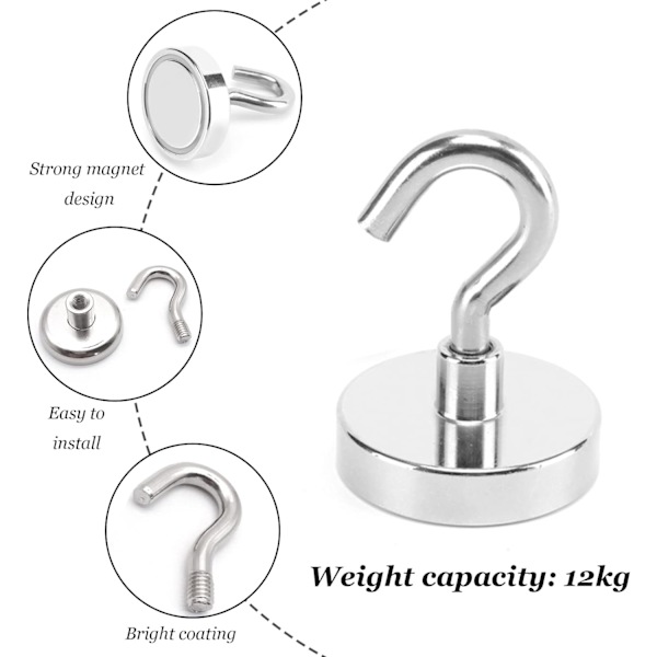 8-pack magnetiska krokar, superstarka magnetiska krokar, små magnetiska hängare, kraftiga krokar för kryssning, hem, skola, kontor, kök, dörrar och kylskåp