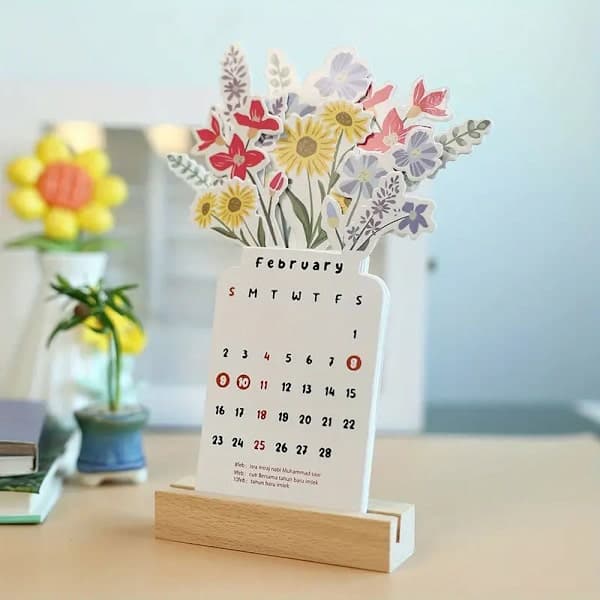 2026 Bloomy Flowers Bordkalender Mini Kalender Stående Bord CA