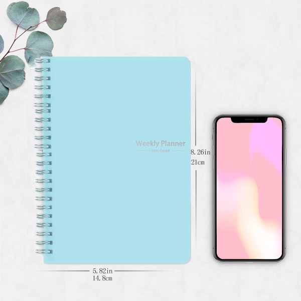 Veckoplanerare Notebook, Odaterad A5 Planner Notebook Dagsplanerare att göra lista Dagbok, Veckomålsplanerare med Habit Tracker 52 veckors planering för