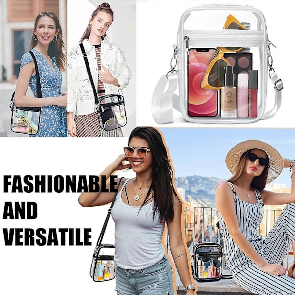 2-pack Transparenta Crossbody-väskor, Vattentät Transparent Axelväska Justerbar Slingväska för Män Kvinnor