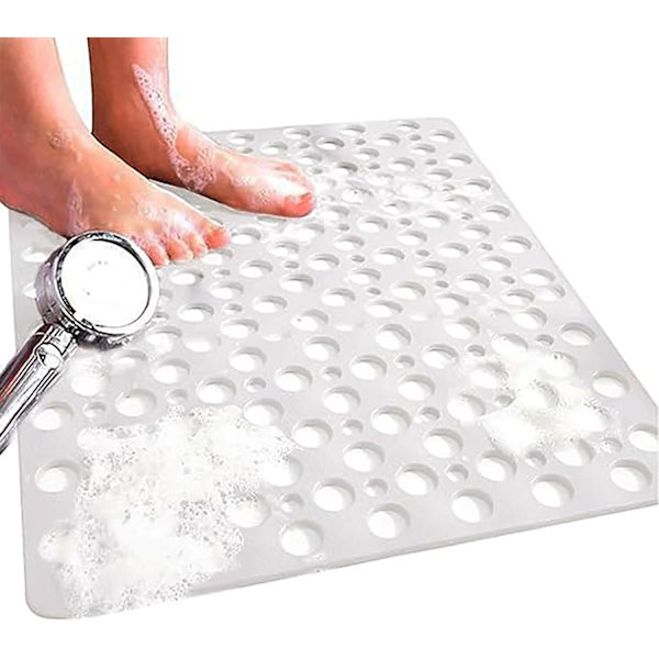Skridsikre bademåtter - Ekstra stor holdbar firkantet anti-skimmel gummimåtte til badekar (53CM*53CM) White