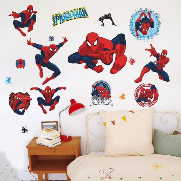 De fantastiske Spiderman wallstickers til børneværelsessæt