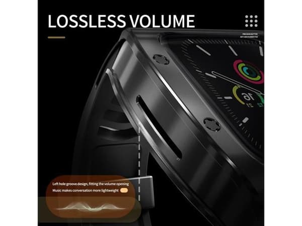Mod Kit rustfritt stål-etui for Apple Watch 45mm/44mm, erstatningsrem for iWatch Series 4/5/6/7/8/9/SE/SE2